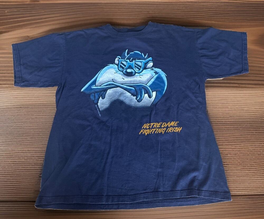 Vintage TNT Tazmanian Devil T Shirt Large Blue Notre Dame Fighting Irish